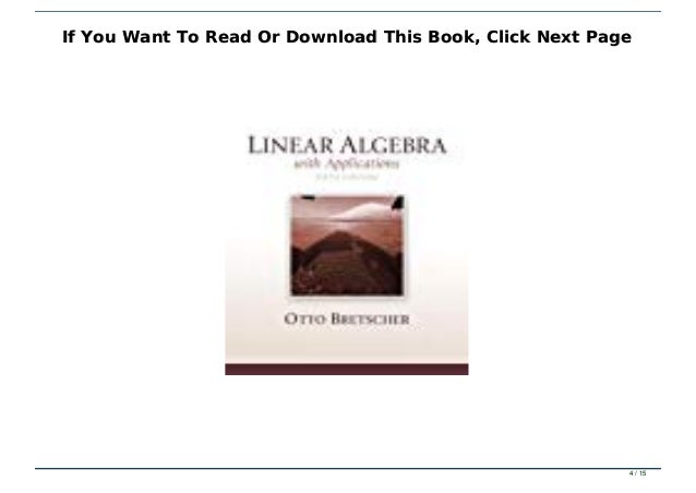 Linear Algebra With Applications 5th Edition Otto Bretscher Pdf
