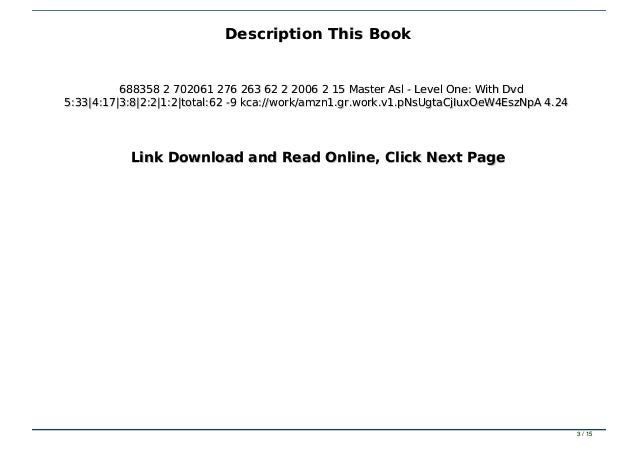 EBOOK [P.D.F] Master Asl Level One With Dvd Full Books