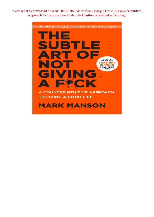 The Subtle Art Of Not Giving Af Ck Pdf Download