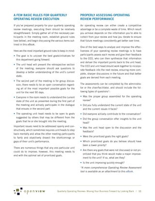 Quarterly Operating Reviews: Moving Your Business Forward by Looking Back