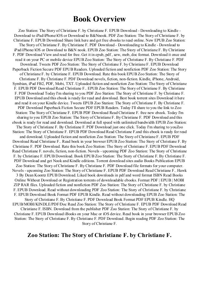 Ebook Read Online Zoo Station The Story Of Christiane F Epub Ebook Read Online Zoo Station The Story Of Christiane F Epub