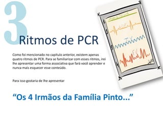 Ritmos de PCR
Como foi mencionado no capítulo anterior, existem apenas
quatro ritmos de PCR. Para se familiarizar com esses ritmos, irei
lhe apresentar uma forma associativa que fará você aprender e
nunca mais esquecer esse conteúdo.
Para isso gostaria de lhe apresentar
“Os 4 Irmãos da Família Pinto...”
 