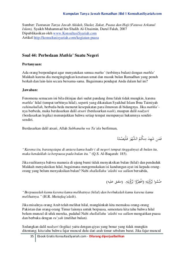 Tanya Jawab Mengenai Puasa