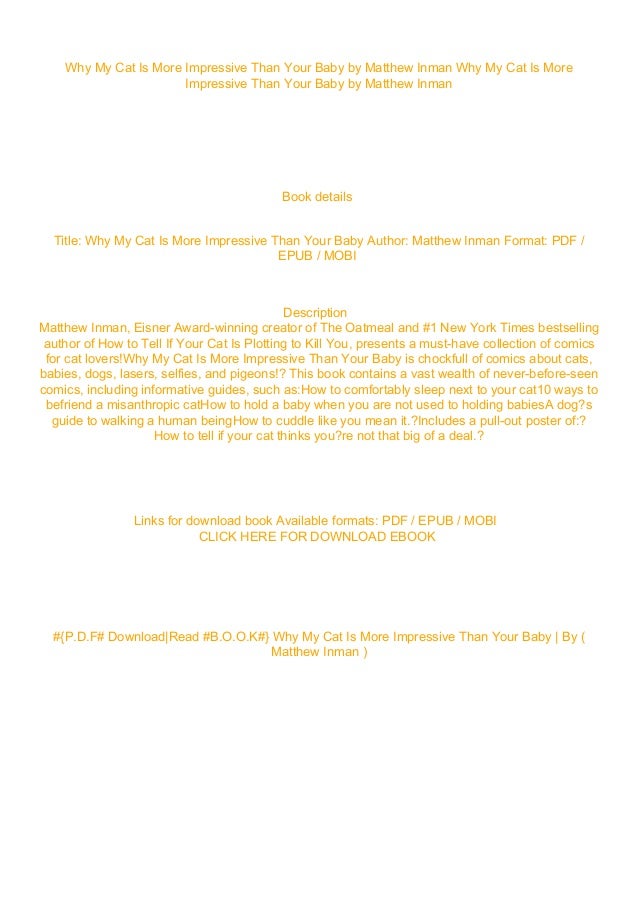 ( ebook ) Why My Cat Is More Impressive Than Your Baby