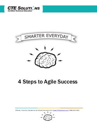 4 Steps to Agile Success

Ottawa / Toronto / Anywhere Live Virtual Instructor-Led / www.CTEsolutions.com / (866) 653-5353

 