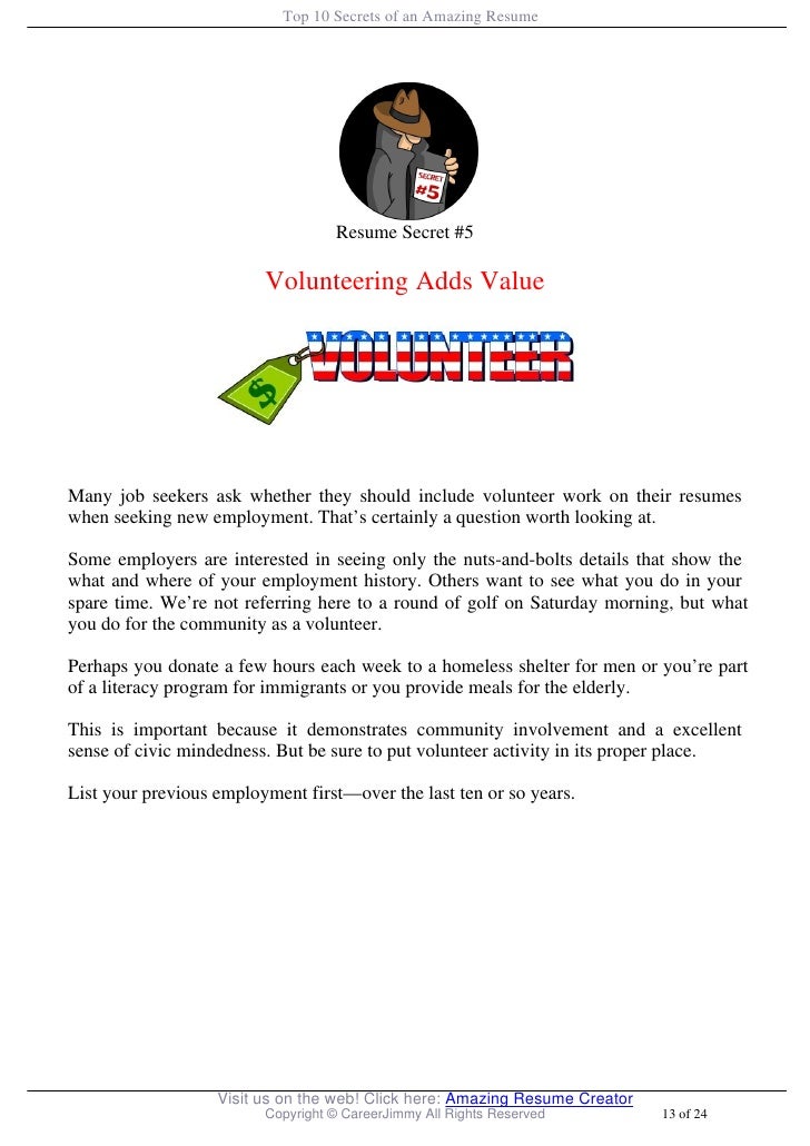 Volunteer Resume Creator top 10 secrets of an amazing resume Volunteer Resume Creator top 10 secrets of an amazing resume