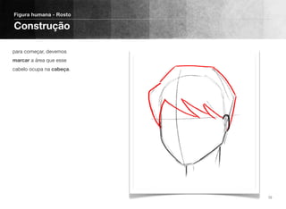 para começar, devemos
marcar a área que esse
cabelo ocupa na cabeça.
Figura humana - Rosto
Construção
72
 