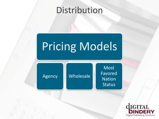 Distribution


Pricing Models
                      Most
                     Favored
Agency   Wholesale
                      Nation
                      Status
 