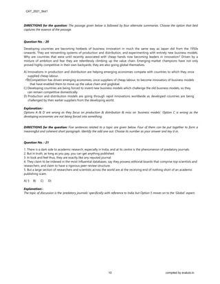 CAT 2021 Slot 1 Question Paper with Solution | PDF