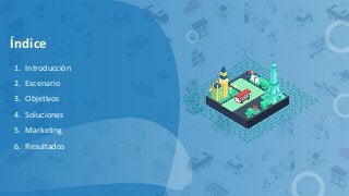 Índice
1. Introducción
2. Escenario
3. Objetivos
4. Soluciones
5. Marketing
6. Resultados
 
