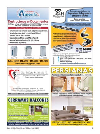 GUÍA DE COMPRAS | EL UNIVERSAL | MAYO 2015 5
 