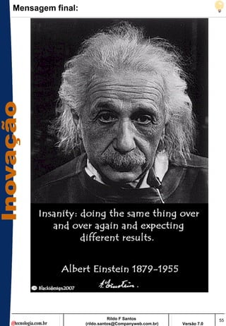 Mensagem final:




                             Rildo F Santos                       55
                  (rildo.santos@Companyweb.com.br)   Versão 7.0
 