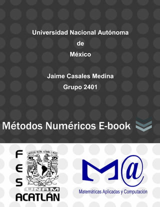 Universidad Nacional Autónoma
de
México
Jaime Casales Medina
Grupo 2401
Métodos Numéricos E-book
 