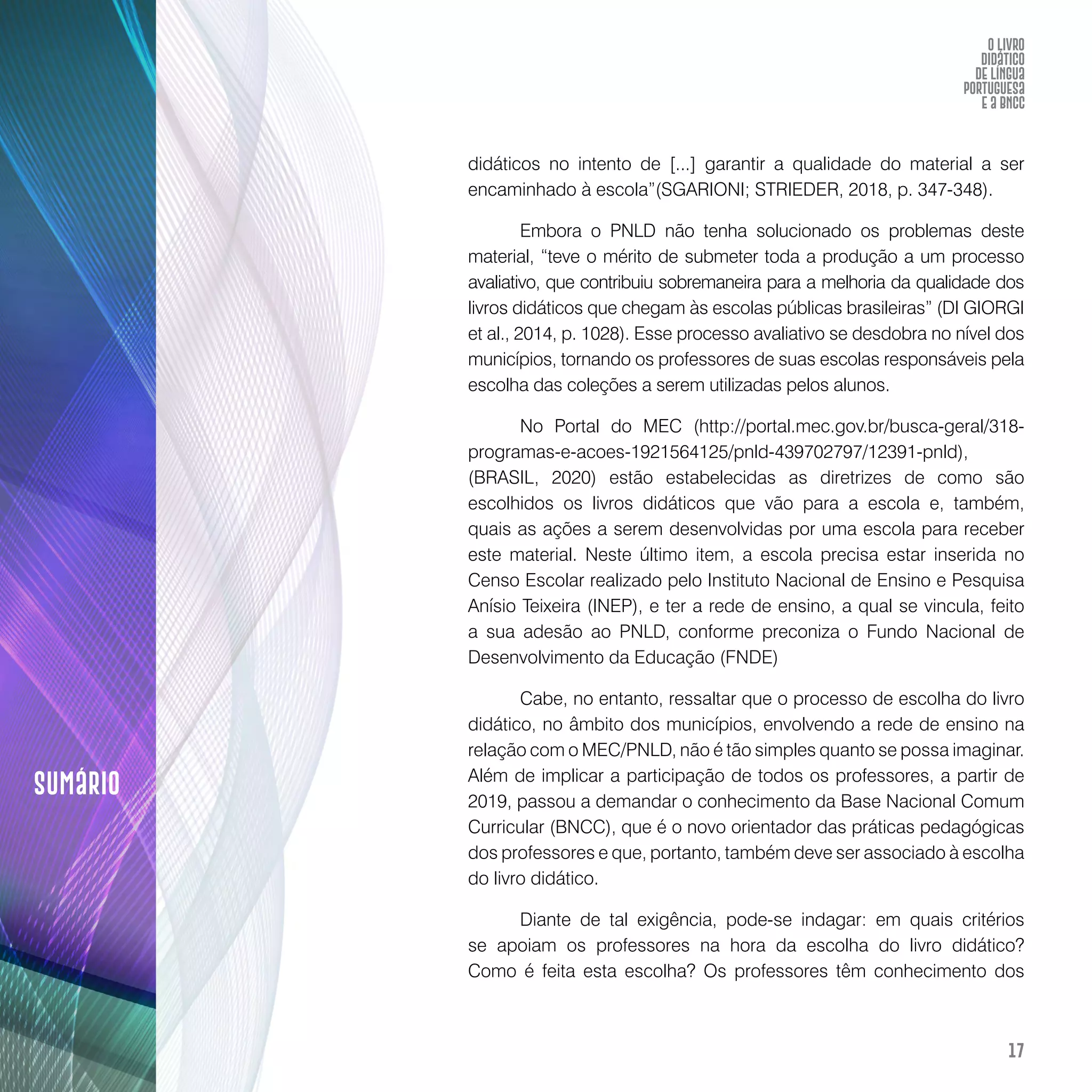 O livro didático de Língua Portuguesa e a BNCC: construção de instrumento avaliativo