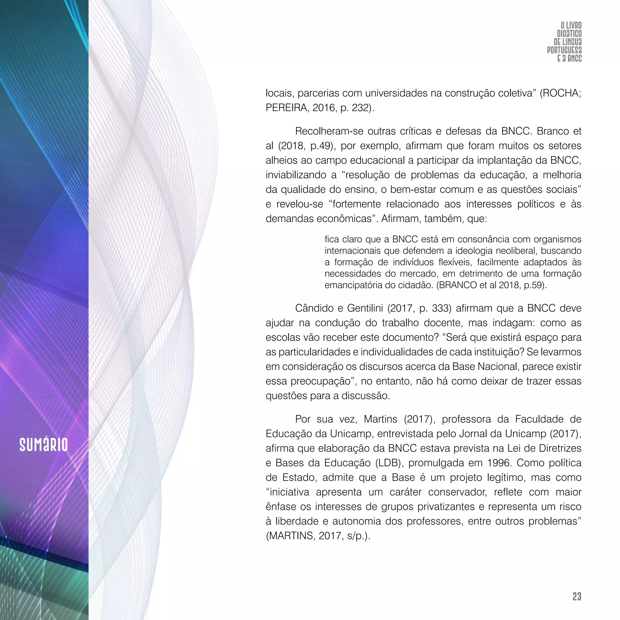 O livro didático de Língua Portuguesa e a BNCC: construção de instrumento avaliativo