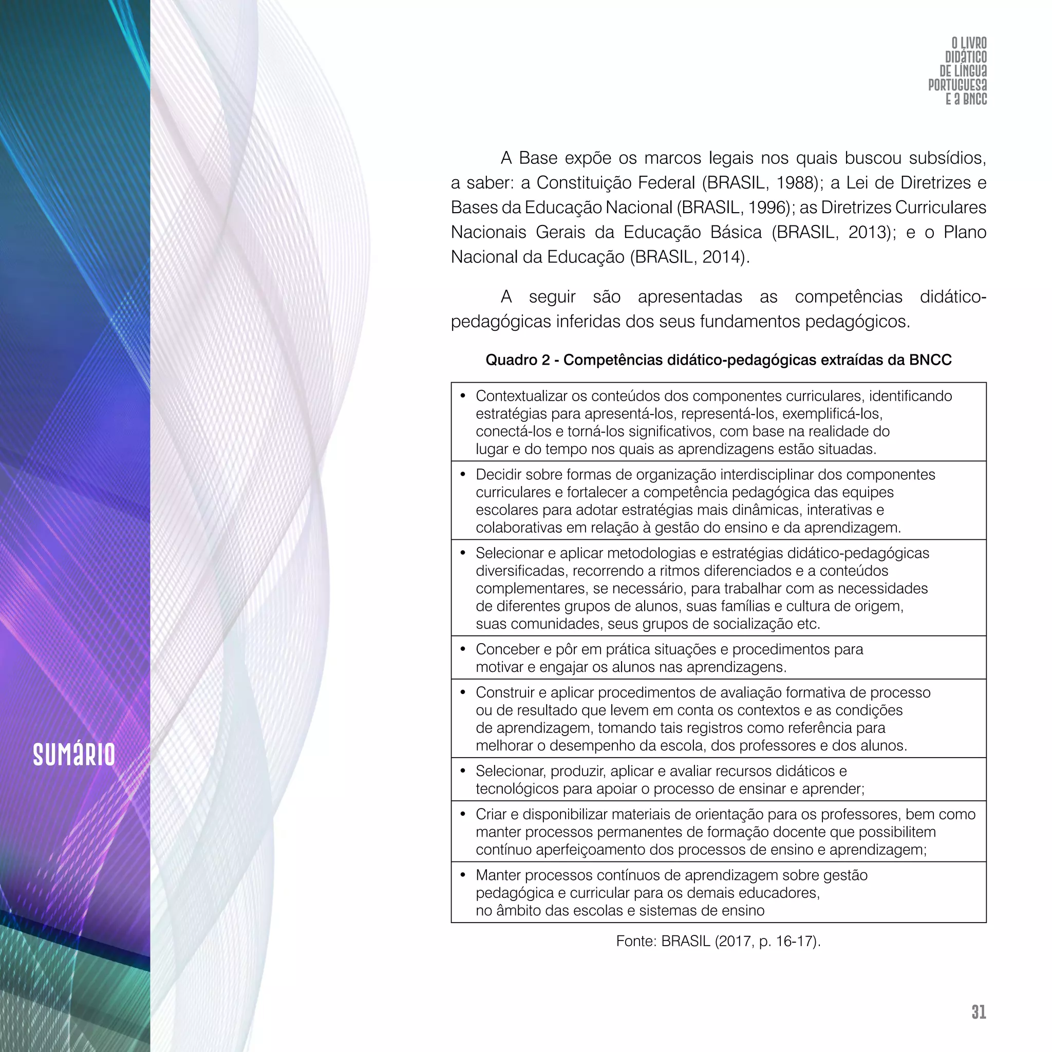 O livro didático de Língua Portuguesa e a BNCC: construção de instrumento avaliativo
