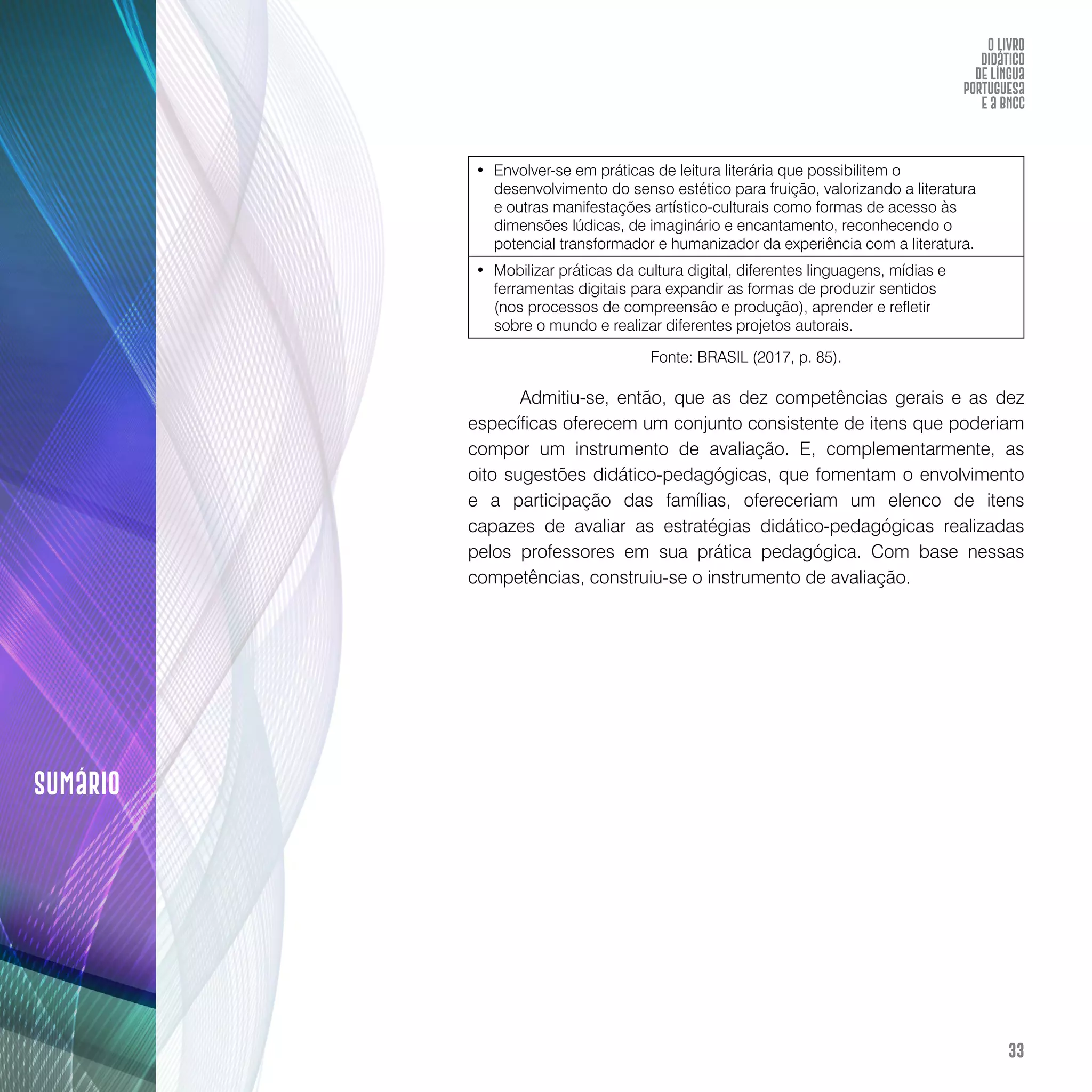 O livro didático de Língua Portuguesa e a BNCC: construção de instrumento avaliativo