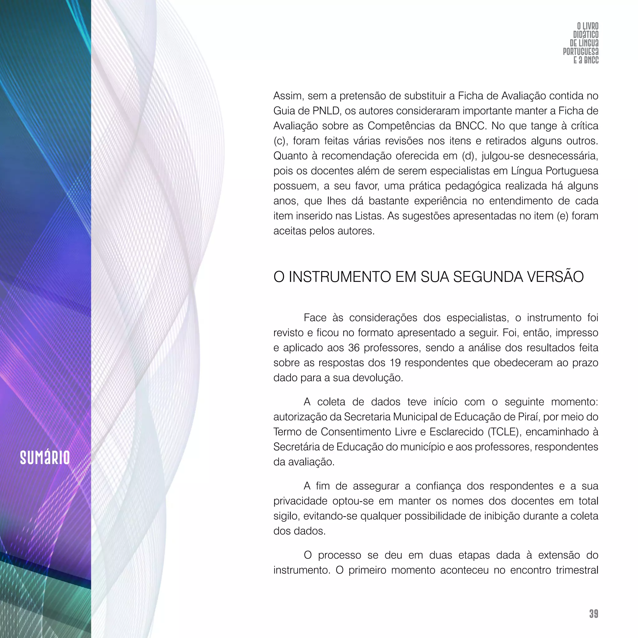 O livro didático de Língua Portuguesa e a BNCC: construção de instrumento avaliativo