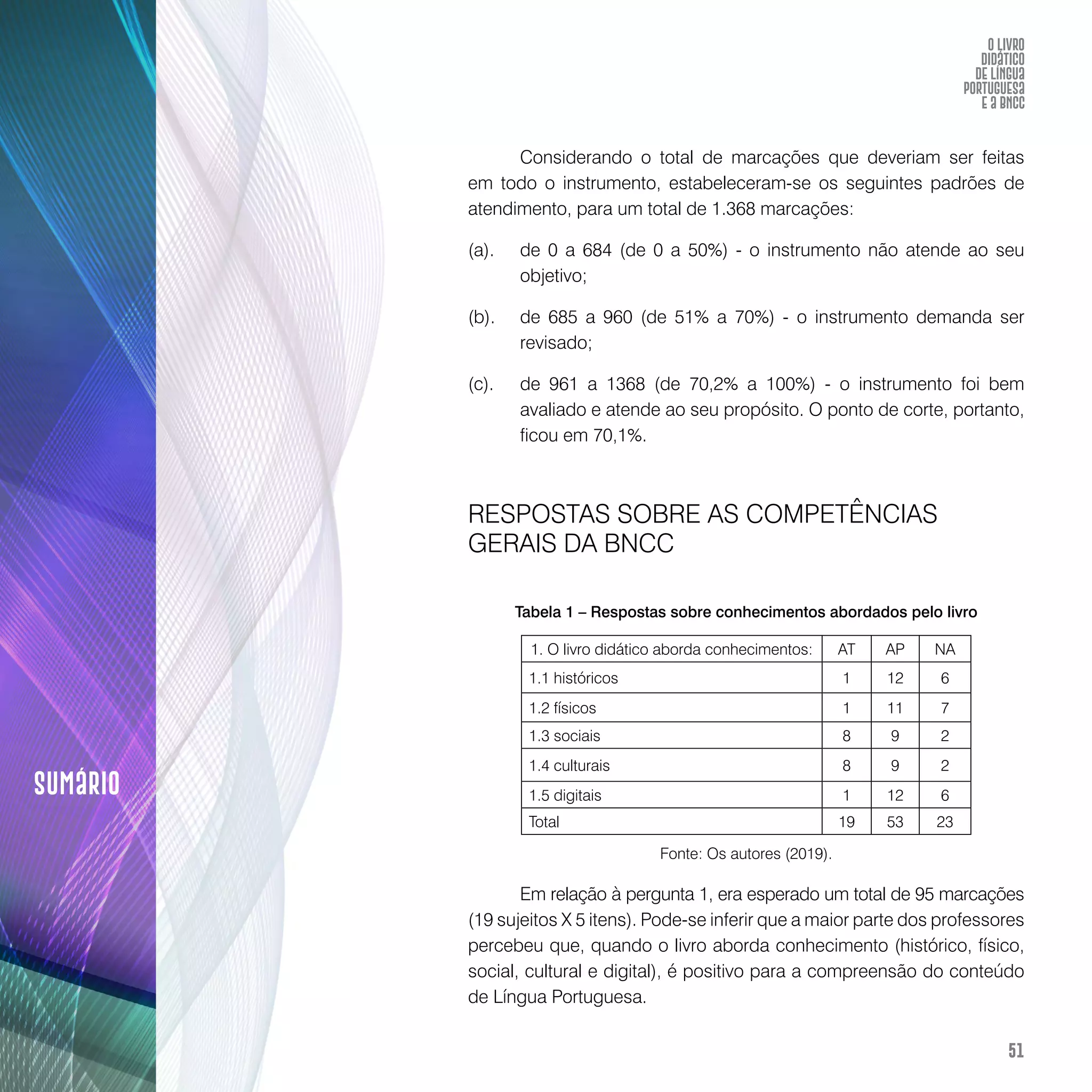 O livro didático de Língua Portuguesa e a BNCC: construção de instrumento avaliativo