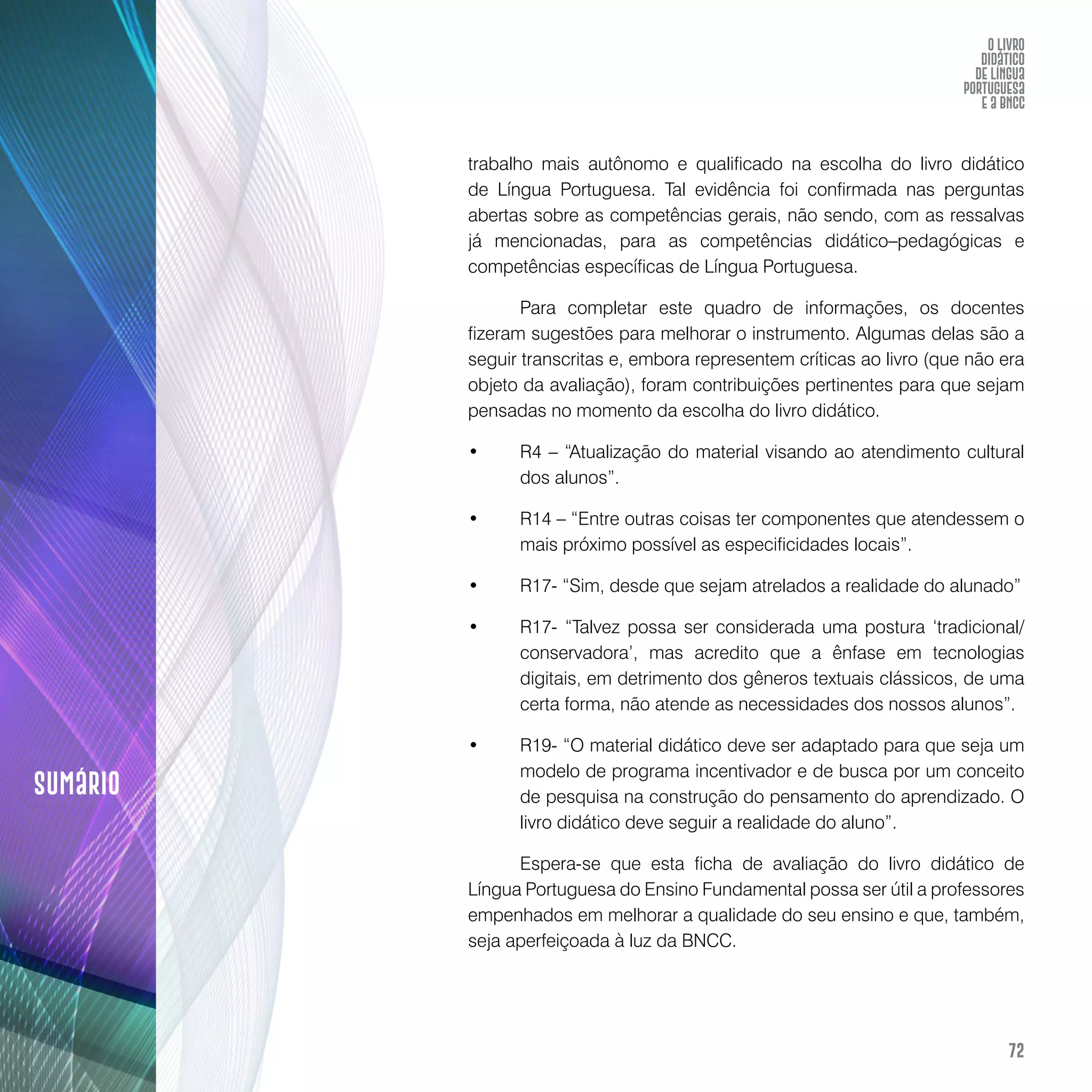 O livro didático de Língua Portuguesa e a BNCC: construção de instrumento avaliativo