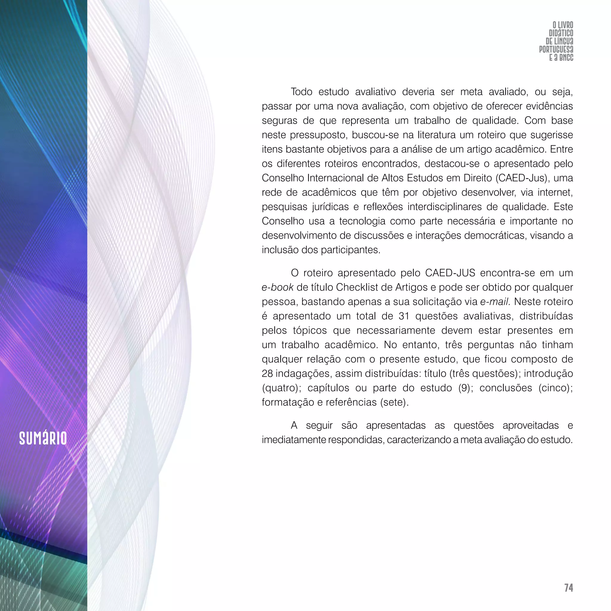 O livro didático de Língua Portuguesa e a BNCC: construção de instrumento avaliativo