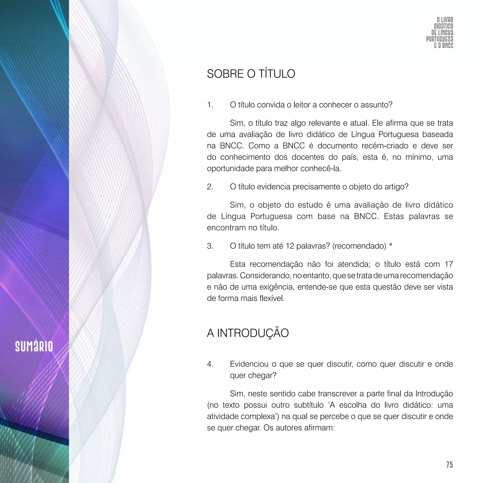 O livro didático de Língua Portuguesa e a BNCC: construção de instrumento avaliativo