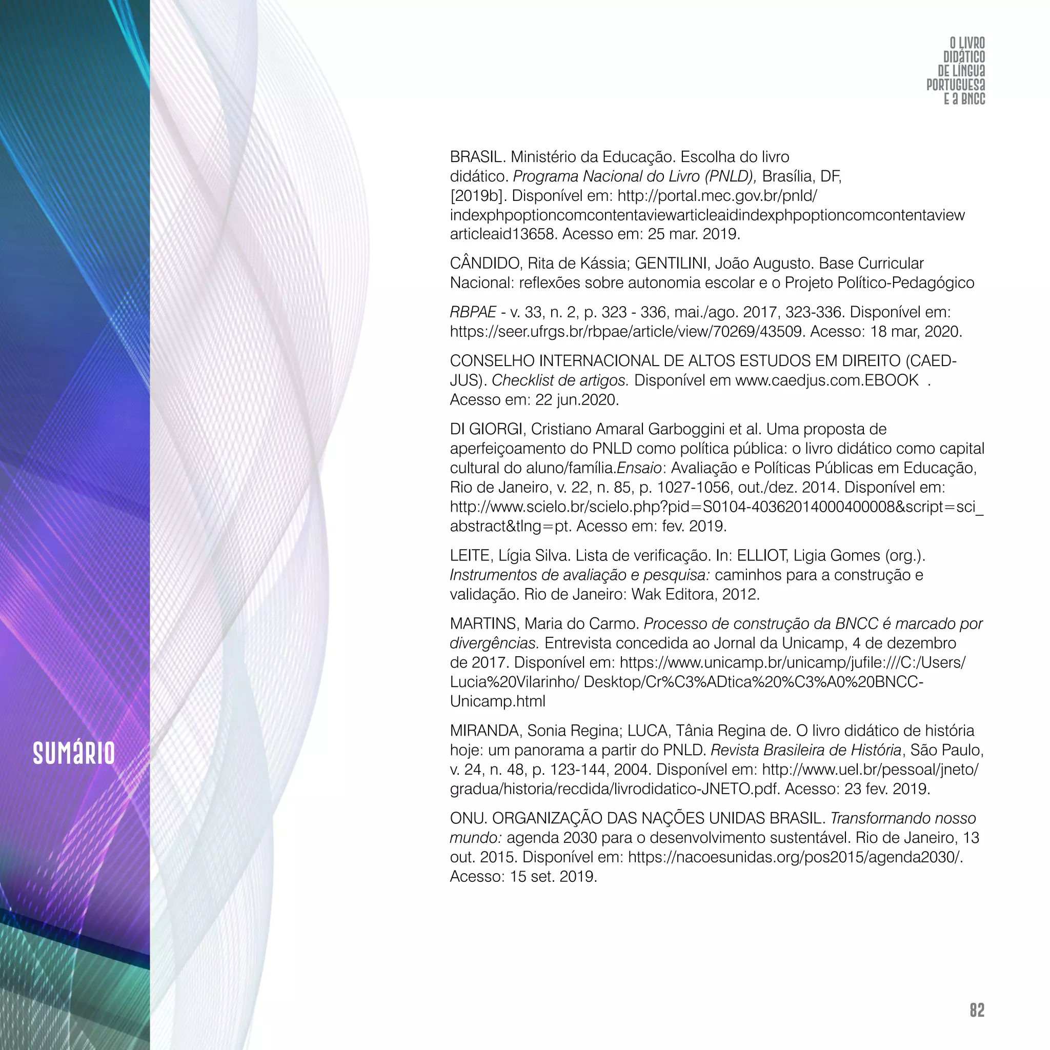 O livro didático de Língua Portuguesa e a BNCC: construção de instrumento avaliativo