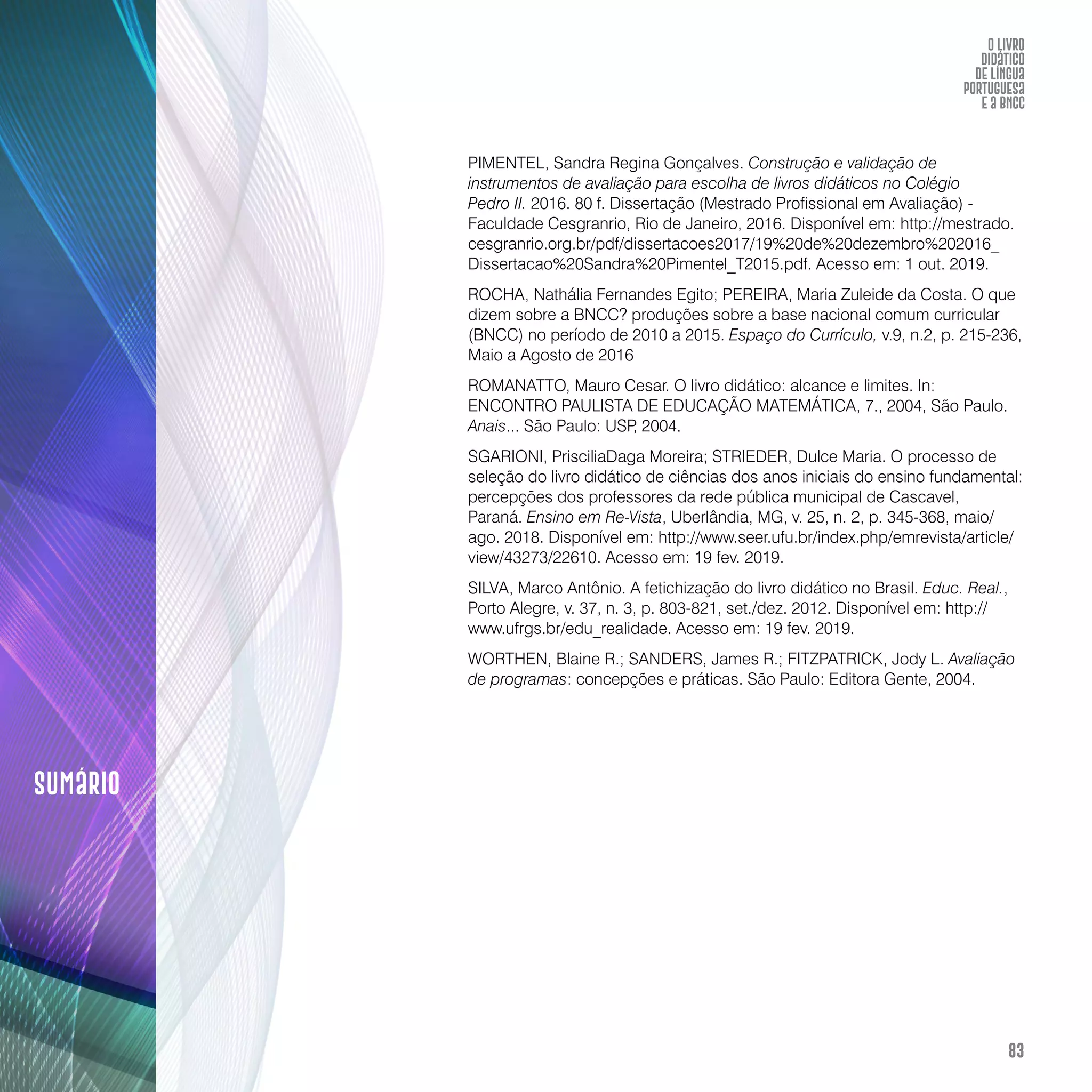 O livro didático de Língua Portuguesa e a BNCC: construção de instrumento avaliativo