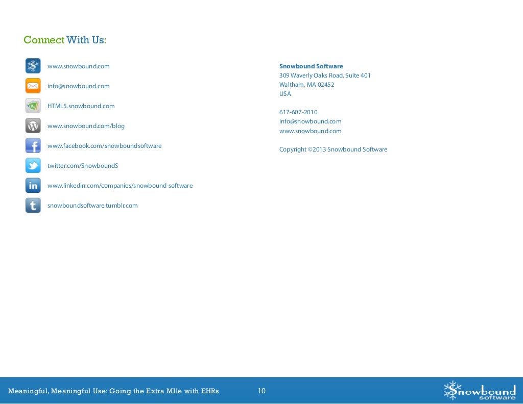 Snowbound Software Meaningful Use EBook Q3 2013