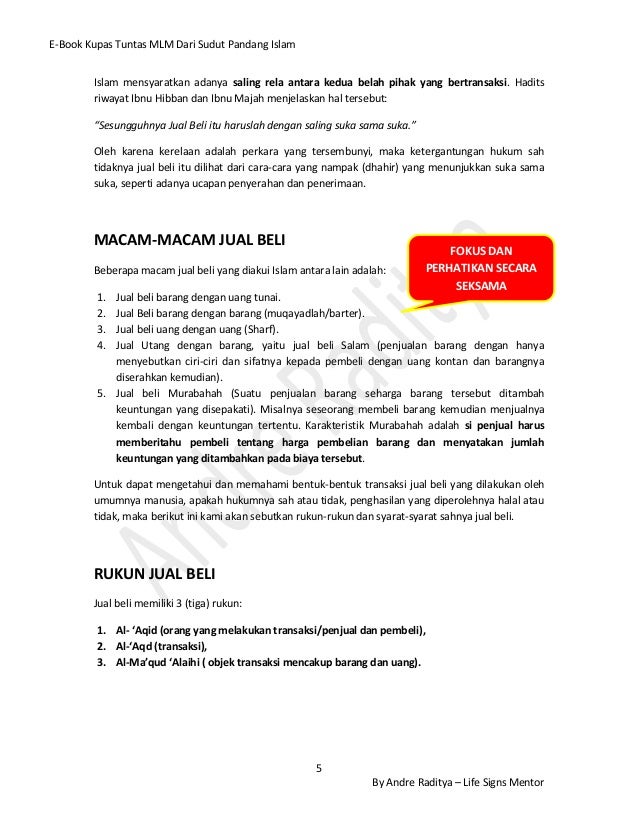 Ebook mlm dalam islam menjawab keraguan haram-halalnya