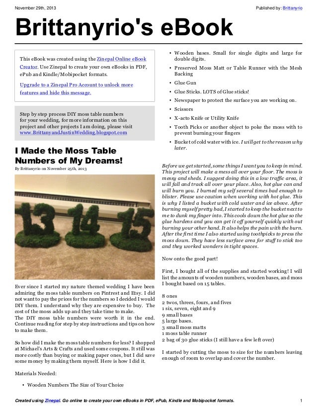 How To Diy Moss Table Numbers For Your Wedding