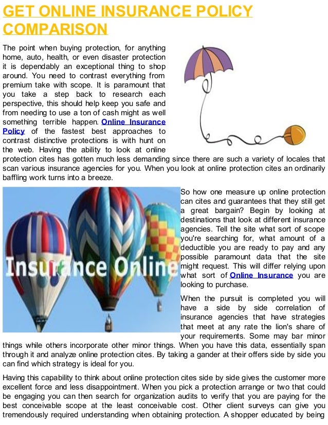 Get Online Insurance Policy Comparison