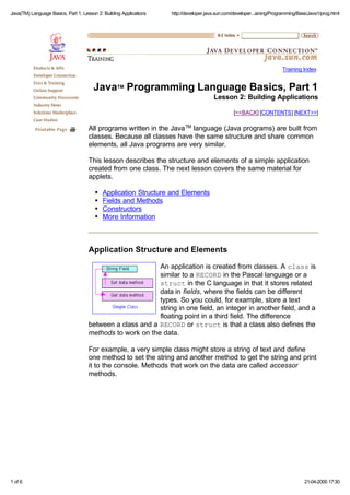 Java(TM) Language Basics, Part 1, Lesson 2: Building Applications

http://developer.java.sun.com/developer...aining/Progra...