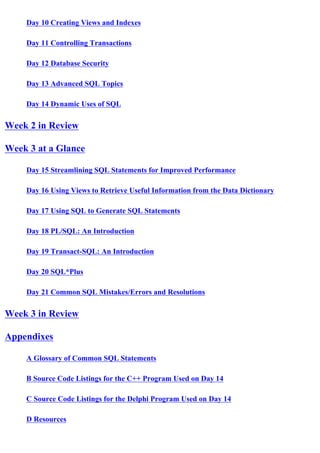 (Ebook pdf) teach yourself sql in 21 days | PDF