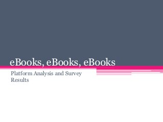 eBooks, eBooks, eBooks
Platform Analysis and Survey
Results
 