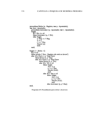 116 CAPITULO 4. PESQUISA EM MEMÓRIA PRIMÁRIA
Programa 4.9: Procedimento para retirar x da árvore
 