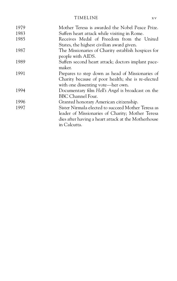 mother teresa timeline