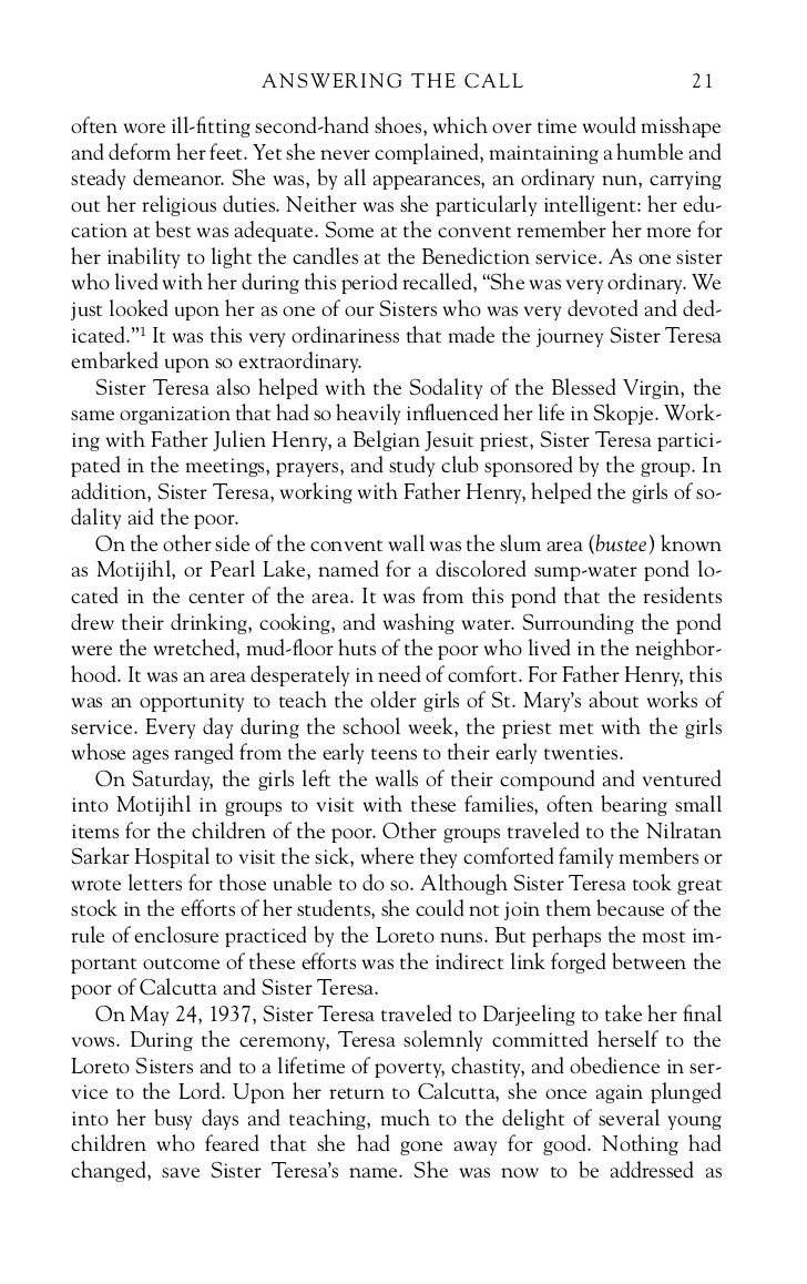 Short essay on mother teresa