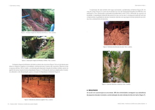 40 | Resíduos sólidos - Perspectivas e desafios para a gestão integrada
| Visão Histórica e Política Visão Histórica e Política |
Resíduos sólidos - Perspectivas e desafios para a gestão integrada | 41
Figura 1. Despejo irregular de efluentes domésticos. Foto: a autora.
A exploração de areia também tem lugar, acentuando a problemática ambiental (Figura 04). Em
visita de campo (Figura 5) a turma do 6º período do curso de Graduação/Geografia da UFRPE fez uma
verificação in loco, observando a gravidade da problemática, assim como a dimensão da voçoroca na
localidade. A degradação ambiental decorrente do mau uso do solo, e consequente perda de solo tem
comprometido a qualidade de vida dos moradores, fazendo com que alguns tenham perda de seus imó-
veis, face a deslizamento de barreiras.
.
Figura 4. Retirada desordenada de areia. Foto: a autora.
Figura 5. Visita de discentes a voçoroca. Foto: a autora.
4.	 RESULTADOS
De acordo com caracterização da comunidade, 38% dos entrevistados conseguem sua subsistência
de pequenos biscates incluindo a comercialização da areia retirada do leito do riacho (Figura 7).
Figura 2. Disposição irregular de Resíduos Sólidos. Foto: a autora.
O despejo irregular de efluentes domésticos dentro das voçorocas (Figura 1) foi um dos fatores para
elevar os impactos negativos na localidade, contribuindo para o avanço das voçorocas. Observa-se que
a voçoroca da Rua 128 em Caetés I, corroborada pela disposição irregular de resíduos sólidos, sendo um
agente do avanço exponencial da degradação (Figura 2). A retirada da cobertura vegetal pelos morado-
res, deixando o solo desprotegido, agrava a situação de degradação ambiental. (Figura 3).
Figura 3. Retirada da cobertura vegetal. Foto: a autora.
 