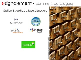 e- signalement -  comment cataloguer http://www.flickr.com/photos/ragesoss/2401468931 … … Option 3 : outils de type discovery Local 