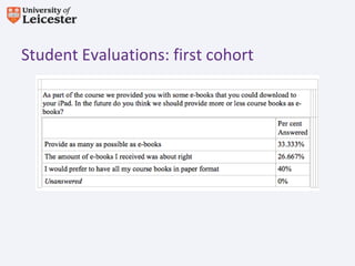 Student Evaluations: first cohort
 