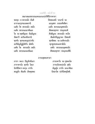 มนตพิธี - หนาที่ 50
เขมาเขมะสะระณะคะมะนะปะริทีปกาคาถา
พะหุง เว สะระณัง ยันติ ปพพะเตนิ วะนานิ จะ
อารามะรุกขะเจตยานิ มะนุสสา ภะยะตัชชิตา
เนตัง โข สะระณัง เขมัง เนตัง สะระณะมุตตะมัง
เนตัง สะระณะมาคัมมะ สัพพะทุกขา ปะมุจจะติ
โย จะ พุทธัญจะ ธัมมัญจะ สังฆัญจะ สะระณัง คะโต
จัตตาริ อะริยะสัจจานิ สัมมัปปญญายะ ปสสะติ
ทุกขัง ทุกขะสะมุปปาทัง ทุกขัสสะ จะ อะติกกะมัง
อะริยัญจัฏฐังคิกัง มัคคัง ทุกขูปะสะมะคามินัง
เอตัง โข สะระณัง เขมัง เอตัง สะระณะมุตตะมัง
เอตัง สะระณะมะคัมมะ สัพพะทุกขา ปะมุจจะตีติ.
ภาระสุตตะคาถา
ภารา หะเว ปญจักขันธา ภาระหาโร จะ ปุคคะโล
ภาราทานัง ทุกขัง โลเก ภาระนิกเขปะนัง สุขัง
นิกขิปตวา คะรุง ภารัง อัญญัง ภารัง อะนาทิยะ
สะมูลัง ตัณหัง อัพพุฬหะ นิจฉาโต ปะรินิพพุโตติ.
 