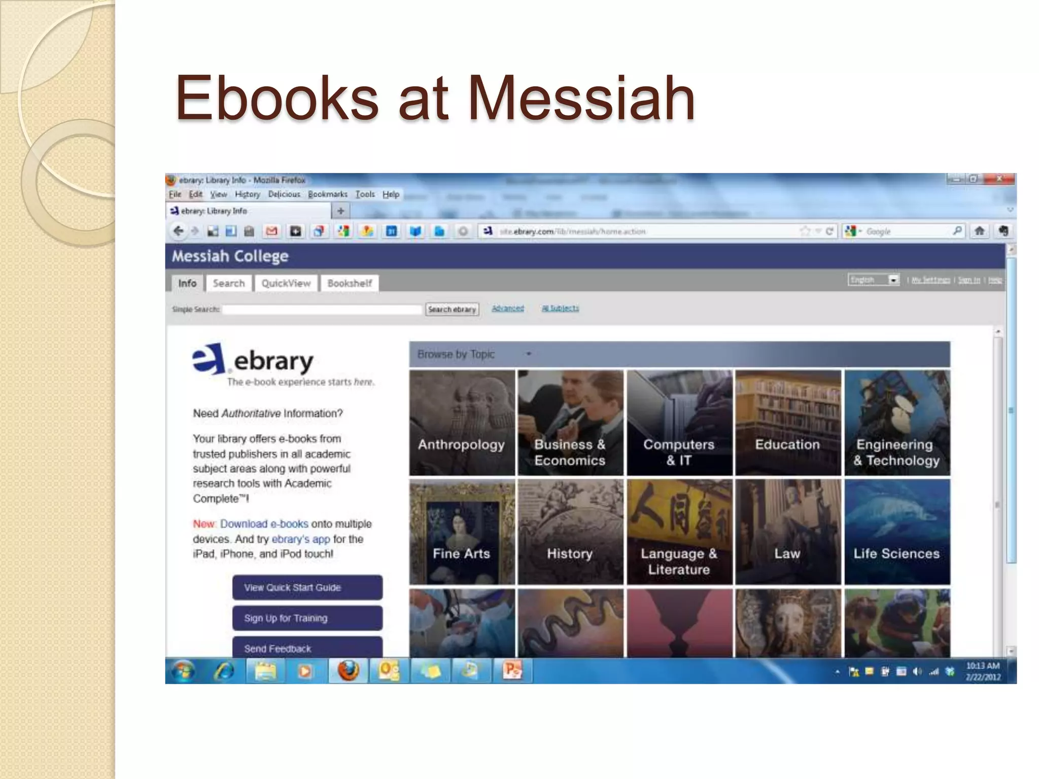 Ebooks at Messiah
 