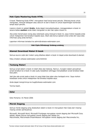 Ebook tutorial belajar html | PDF