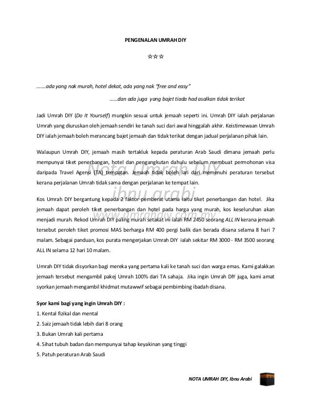 Surat Nak Pergi Umrah