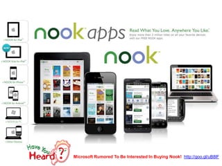 Microsoft Rumored To Be Interested In Buying Nook! http://goo.gl/uB8lF
 
