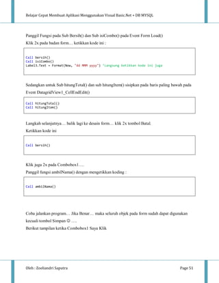 Panggil Mysql E book vb.net+mysql(cara cepat) | PDF