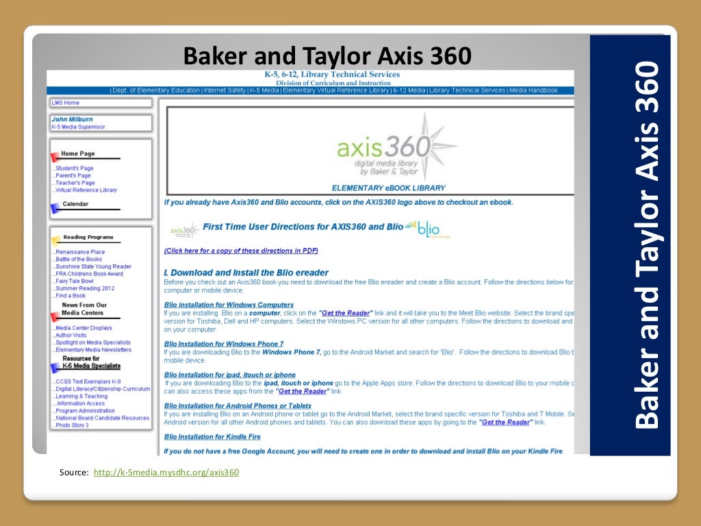 Baker and Taylor Axis 360
