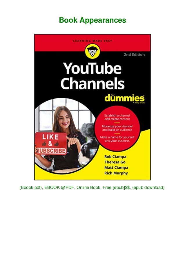 Ebook Youtube Channels For Dummies 2nd Edition For Dummies Com