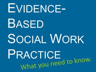 EVIDENCE-
BASED
SOCIAL WORK
PRACTICE
 